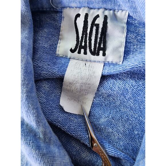 Vintage SAGA Light Blue Oversized Button Boxy Cotton USA Soft Jacket SZ M - Picture 6 of 9